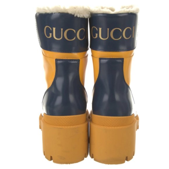 SOLD!!   Authentic GUCCI Leather Colorblock Pattern Rain Boots Size: 9 - Picture 2 of 7